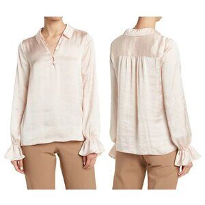 NWT New $179 Paige Resa Satin Pale Pink Blouse Size L